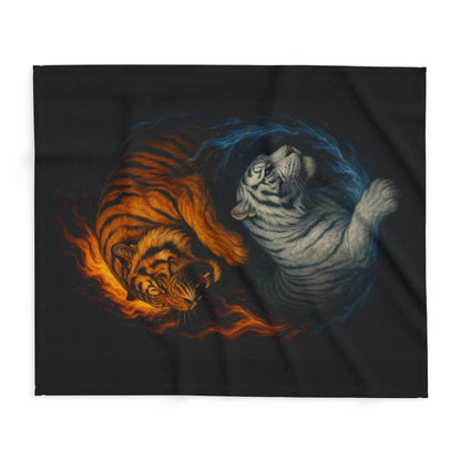 Printify Home Decor Fierce Yin & Yang Tiger Fleece Blanket