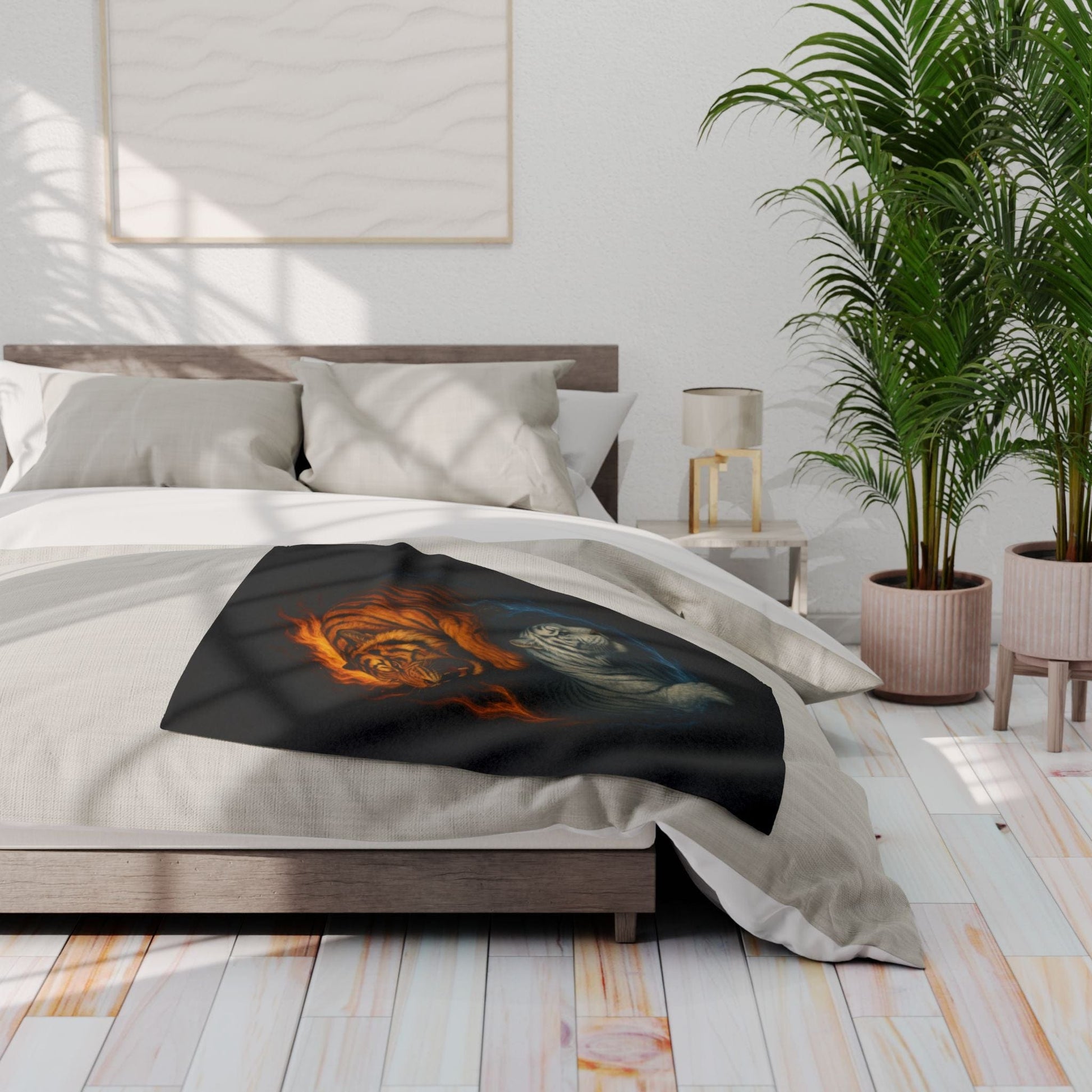 Printify Home Decor Fierce Yin & Yang Tiger Fleece Blanket
