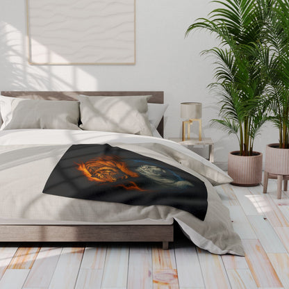 Printify Home Decor Fierce Yin & Yang Tiger Fleece Blanket