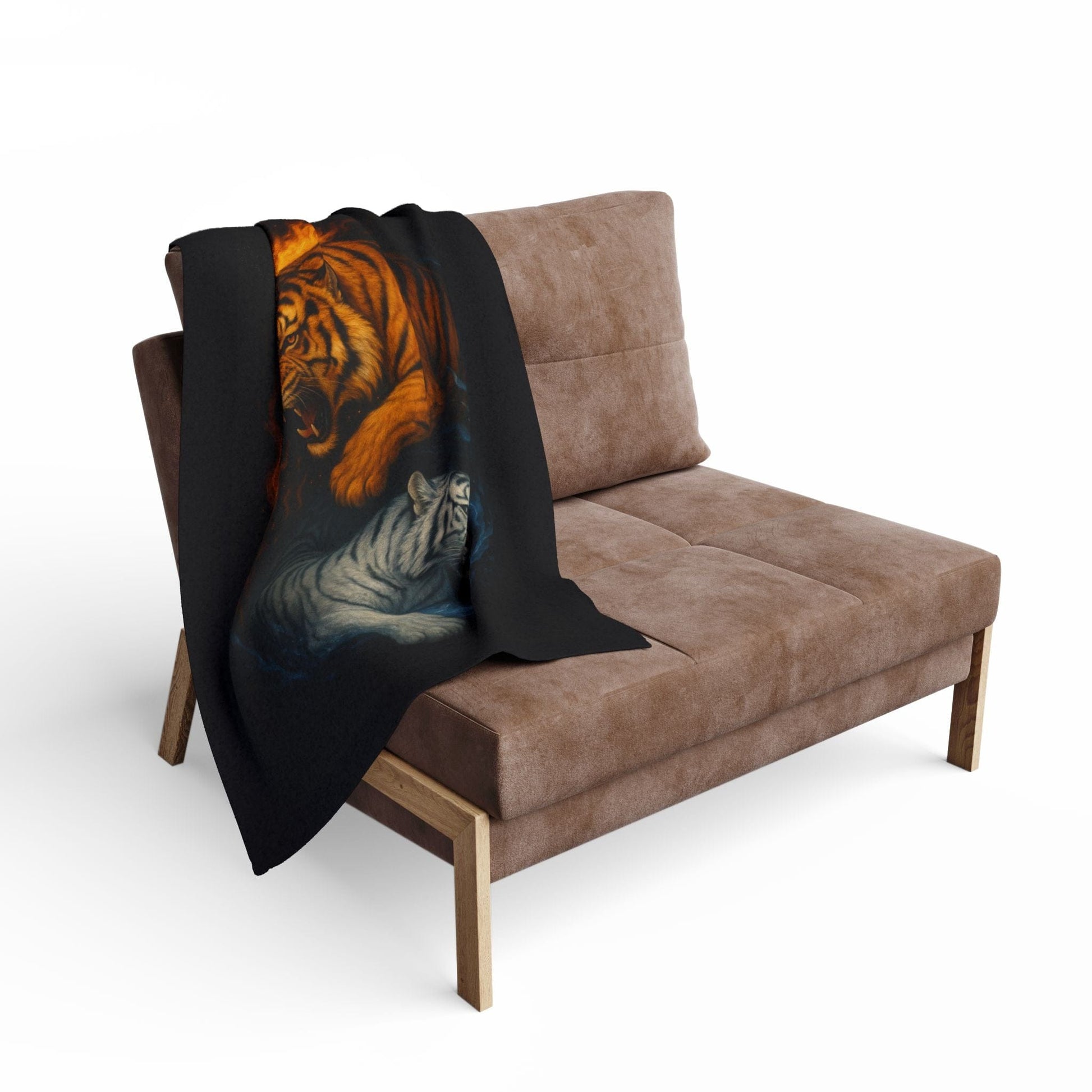Printify Home Decor Fierce Yin & Yang Tiger Fleece Blanket
