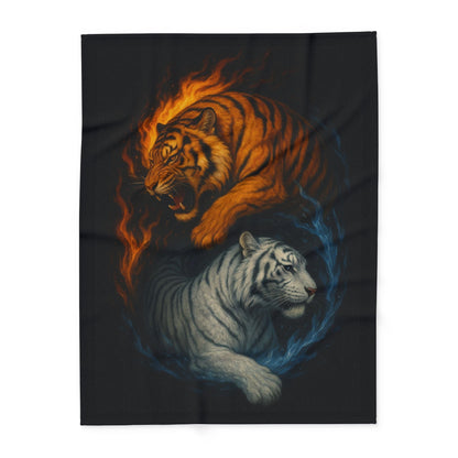 Printify Home Decor 60" × 80" Fierce Yin & Yang Tiger Fleece Blanket
