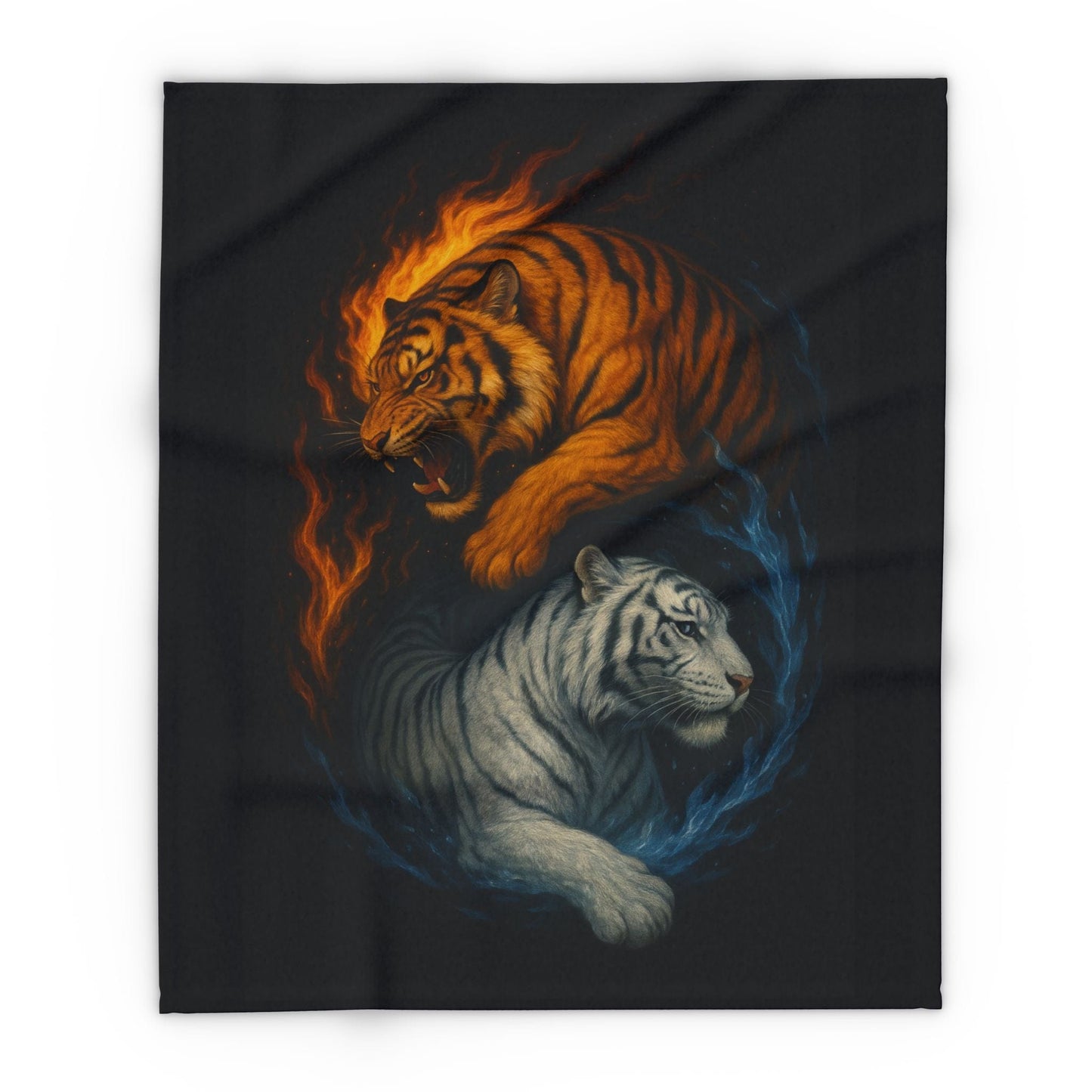 Printify Home Decor 50" × 60" Fierce Yin & Yang Tiger Fleece Blanket
