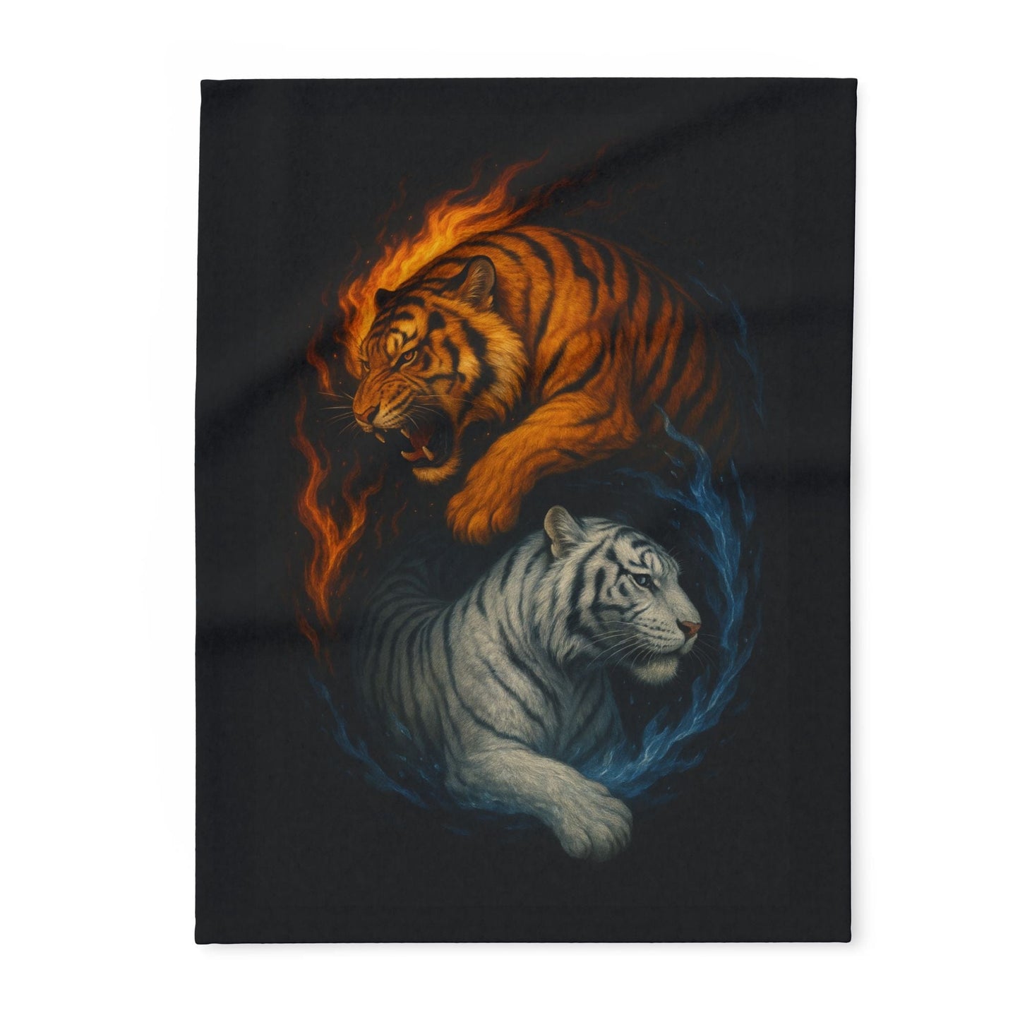 Printify Home Decor 30'' × 40'' Fierce Yin & Yang Tiger Fleece Blanket