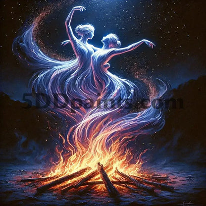 5DDPaints.com arts and crafts kit Fire Dance Spirits Diamond Painting Kit
