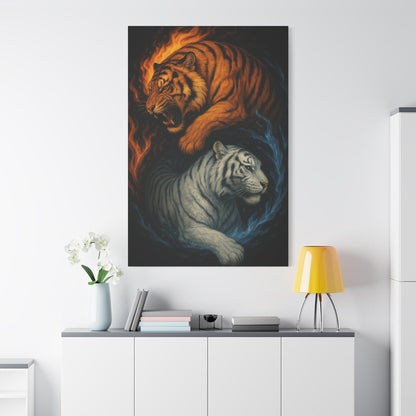 Printify Canvas Fire & Ice Tigers – Yin Yang Canvas Wall Art
