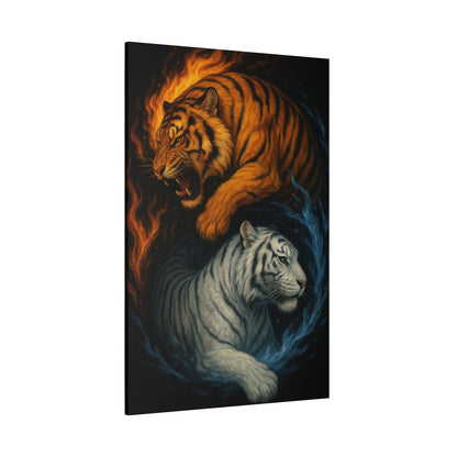 Printify Canvas Fire & Ice Tigers – Yin Yang Canvas Wall Art