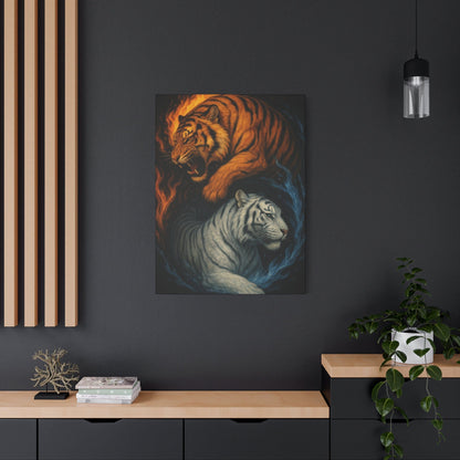 Printify Canvas Fire & Ice Tigers – Yin Yang Canvas Wall Art