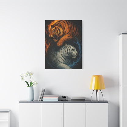Printify Canvas Fire & Ice Tigers – Yin Yang Canvas Wall Art
