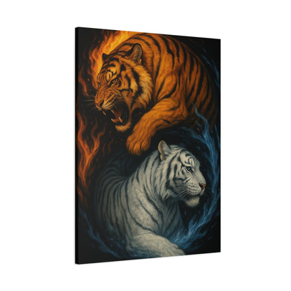 Printify Canvas Fire & Ice Tigers – Yin Yang Canvas Wall Art