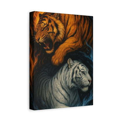Printify Canvas Fire & Ice Tigers – Yin Yang Canvas Wall Art