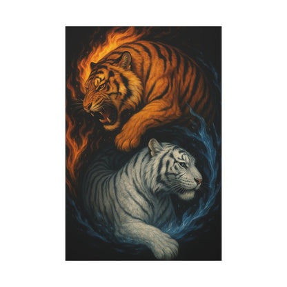 Printify Canvas 40" x 60" (Vertical) / 1.25" Fire & Ice Tigers – Yin Yang Canvas Wall Art