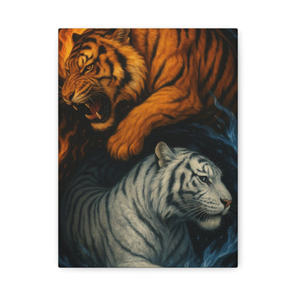 Printify Canvas 9" x 12" (Vertical) / 1.25" Fire & Ice Tigers – Yin Yang Canvas Wall Art