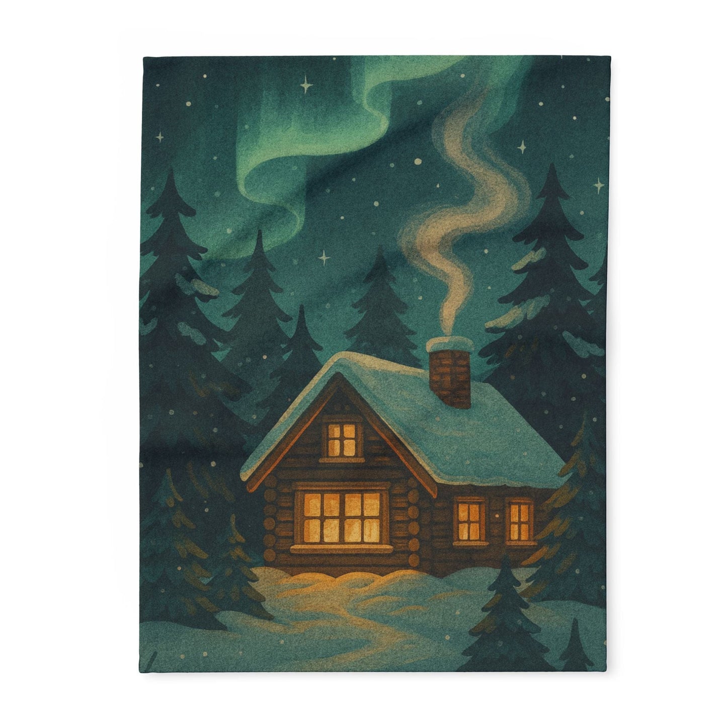 Printify Home Decor 30'' × 40'' Fleece Blanket - Dreamy Cabin Design Cozy Winter Home Decor Gift