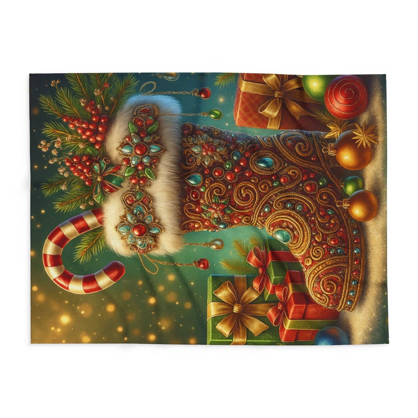 Printify Home Decor Fleece Blanket Santa's Stocking Holiday Cheer