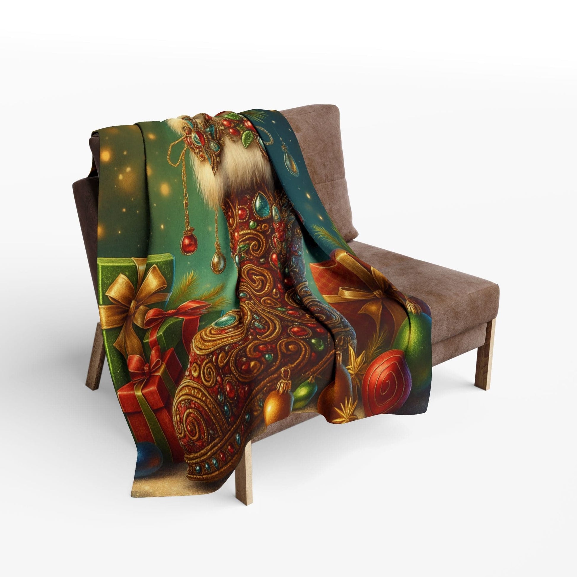 Printify Home Decor Fleece Blanket Santa's Stocking Holiday Cheer