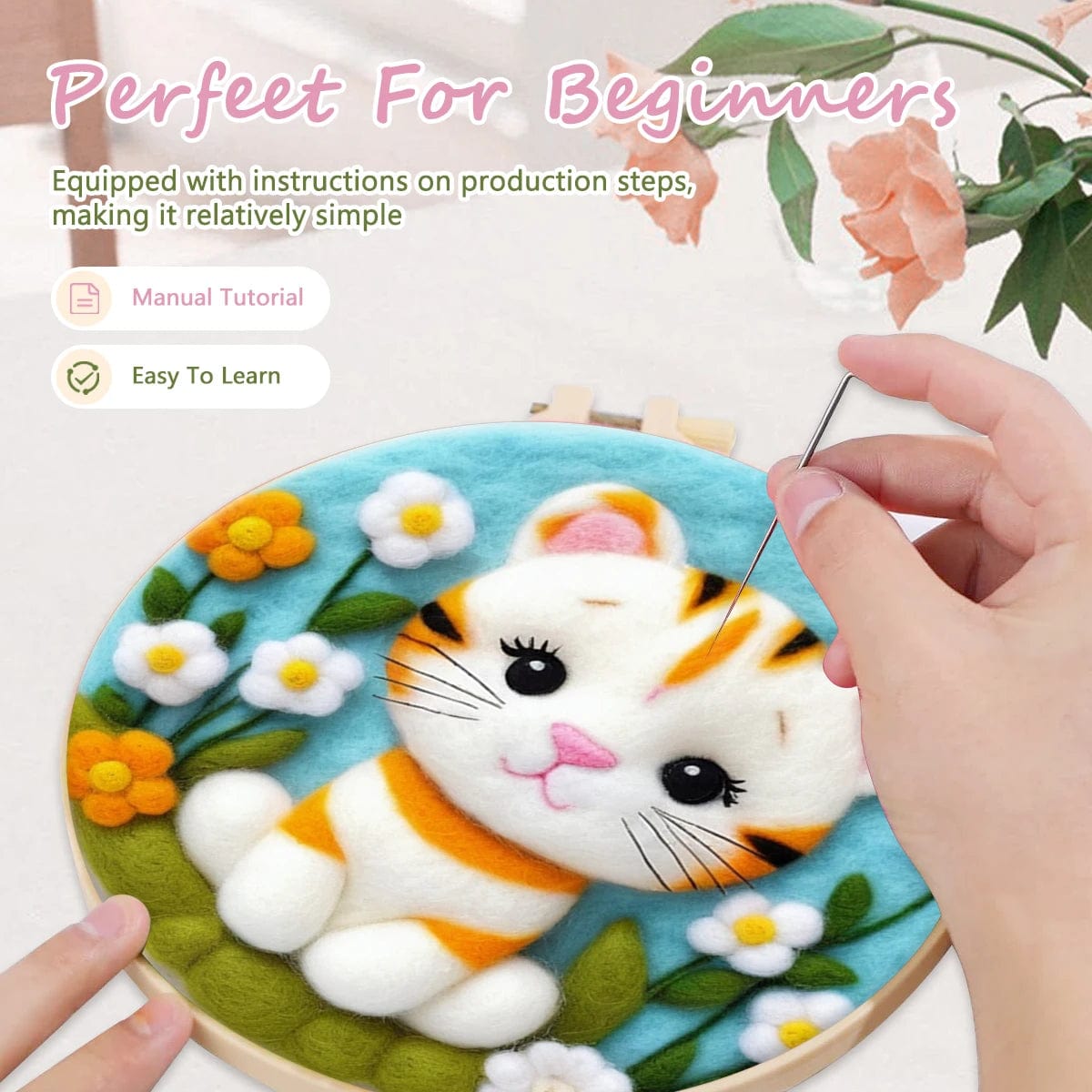 5DDpaints.com arts and crafts kit Floral Friends Wool Needle Felting Kits – Animal & Nature Collection