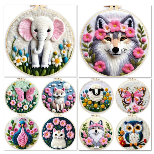 5DDpaints.com arts and crafts kit Floral Friends Wool Needle Felting Kits – Animal & Nature Collection