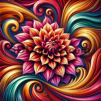 5DDPaints.com arts and crafts kit Floral Fusion – Swirling Dahlia Diamond Painting Kit