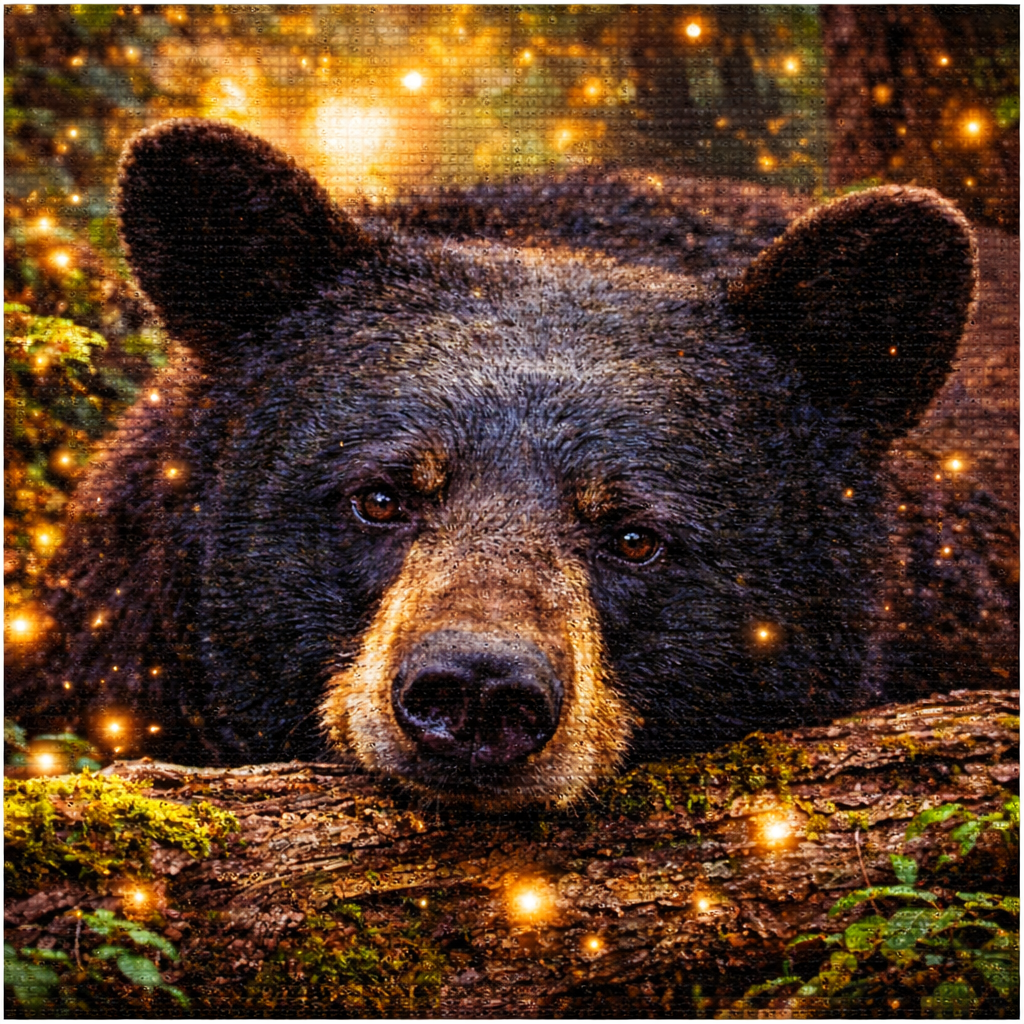 5DDPaints.com arts and crafts kit Forest Gaze: Majestic Black Bear Diamond Painting Kit