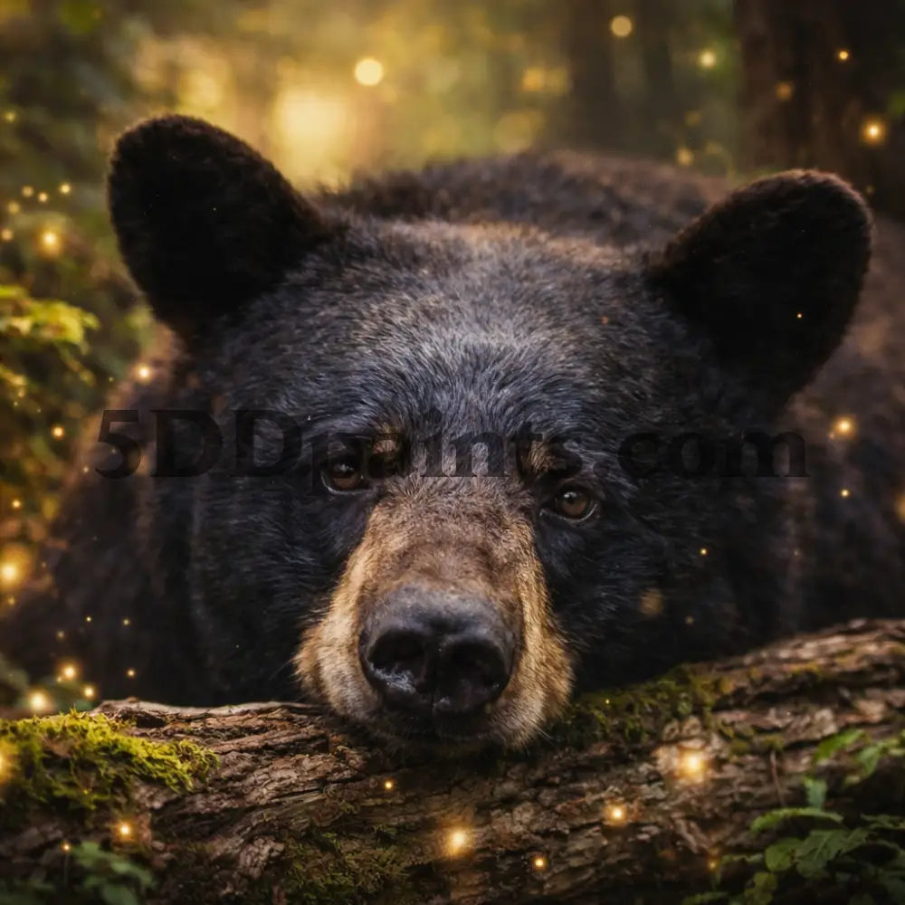5DDPaints.com arts and crafts kit Forest Gaze: Majestic Black Bear Diamond Painting Kit