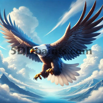5DDPaints.com arts and crafts kit Freedom Soaring Bald Eagle Diamond Painting Kit