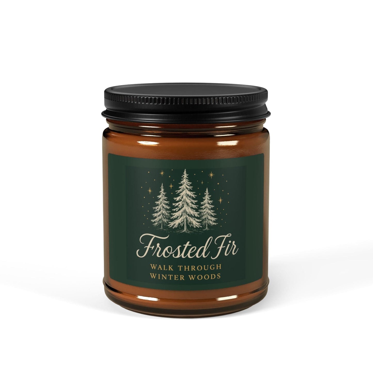 Printify Home Decor 9oz / Amber / Christmas Warmth Frosted Fir Scented Soy Candle - Walk Through Winter Woods