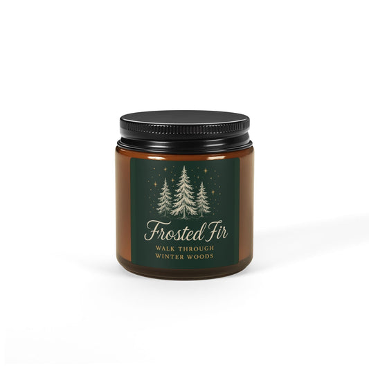 Printify Home Decor 4oz / Amber / Christmas Warmth Frosted Fir Scented Soy Candle - Walk Through Winter Woods