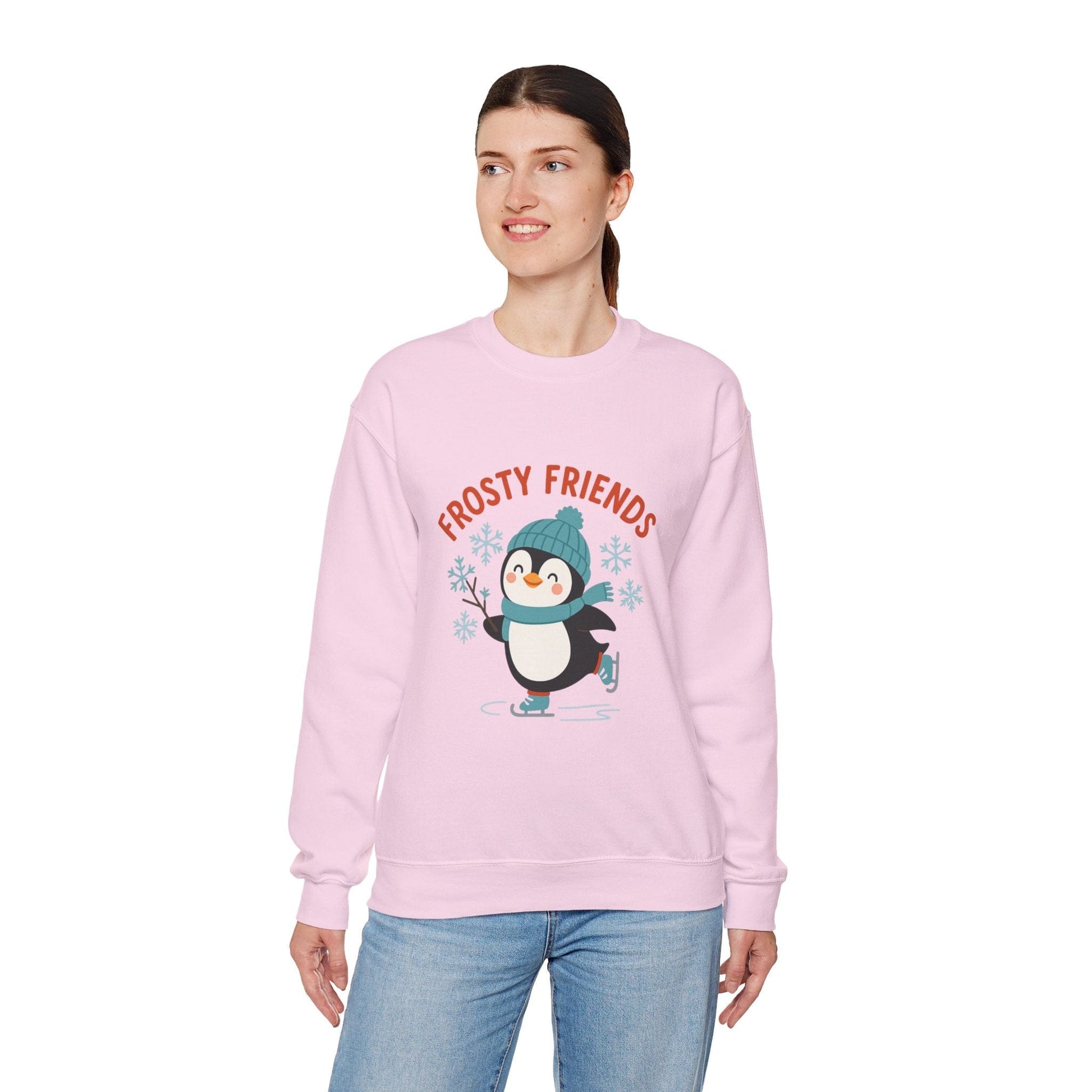 Printify Sweatshirt Frosty Friends Penguin Crewneck Sweatshirt