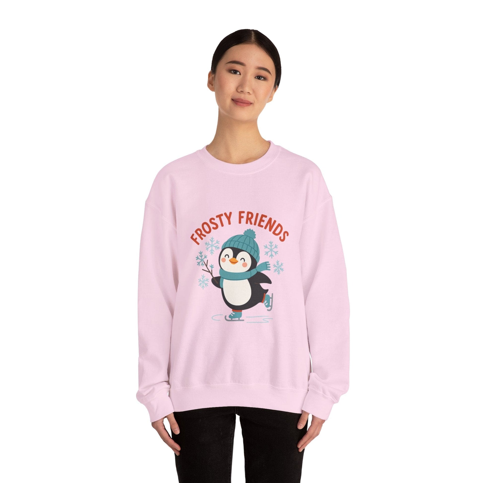 Printify Sweatshirt Frosty Friends Penguin Crewneck Sweatshirt