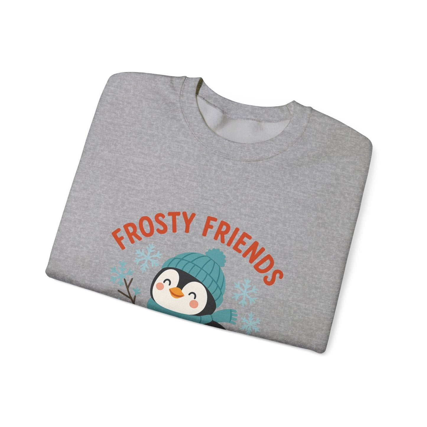 Printify Sweatshirt Frosty Friends Penguin Crewneck Sweatshirt