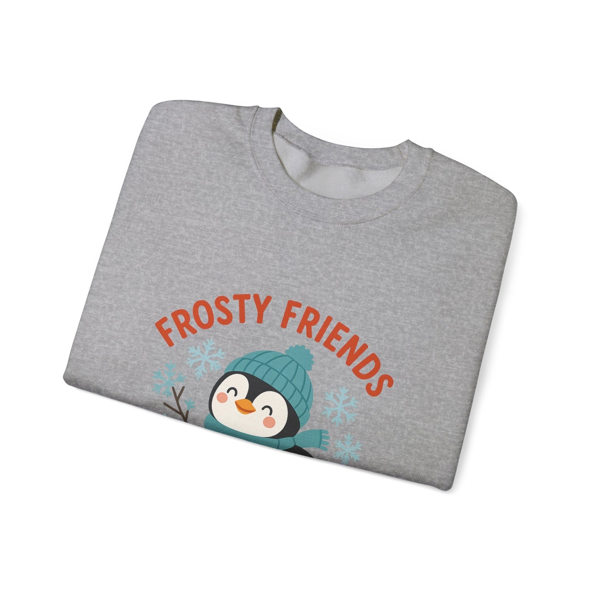 Printify Sweatshirt Frosty Friends Penguin Crewneck Sweatshirt