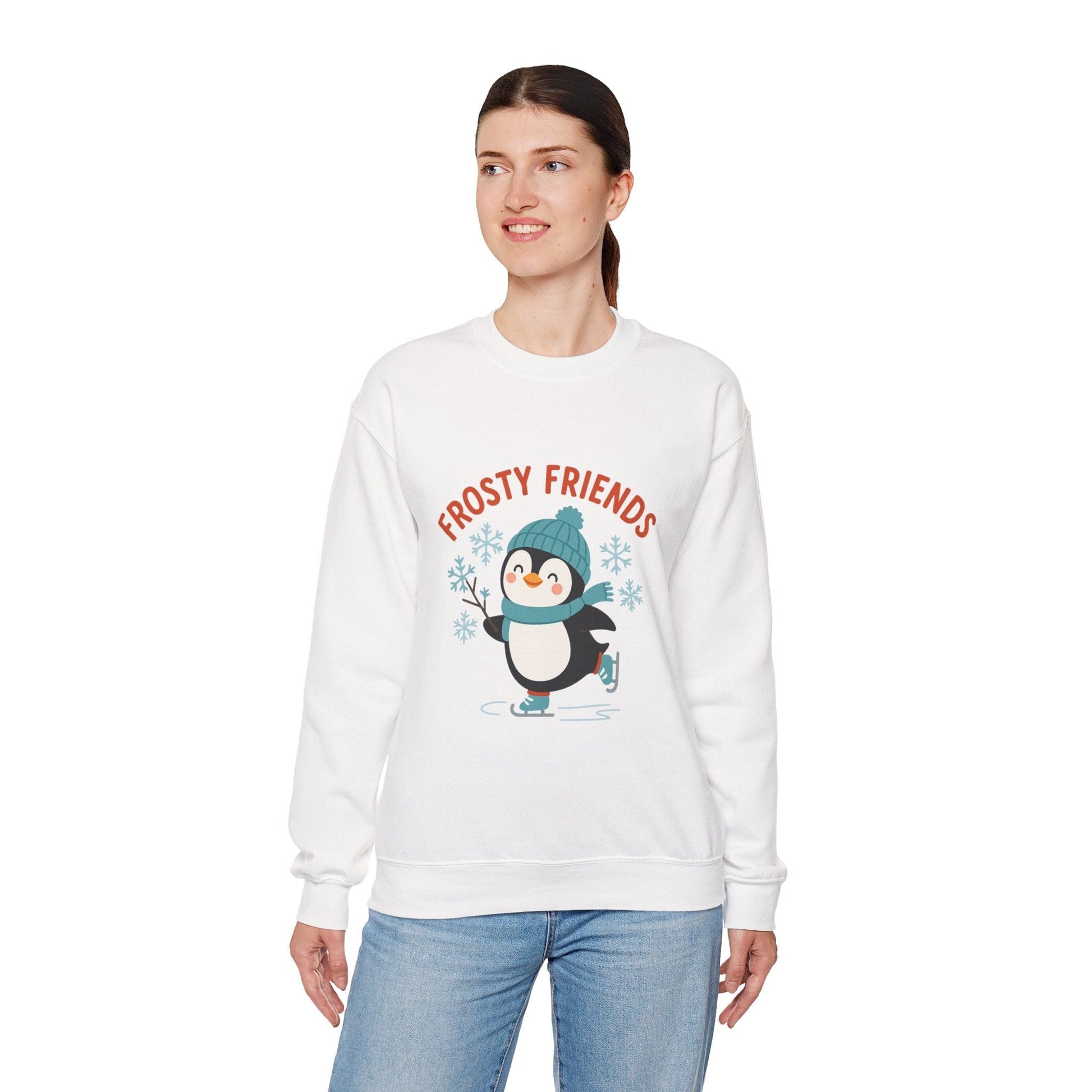 Printify Sweatshirt Frosty Friends Penguin Crewneck Sweatshirt