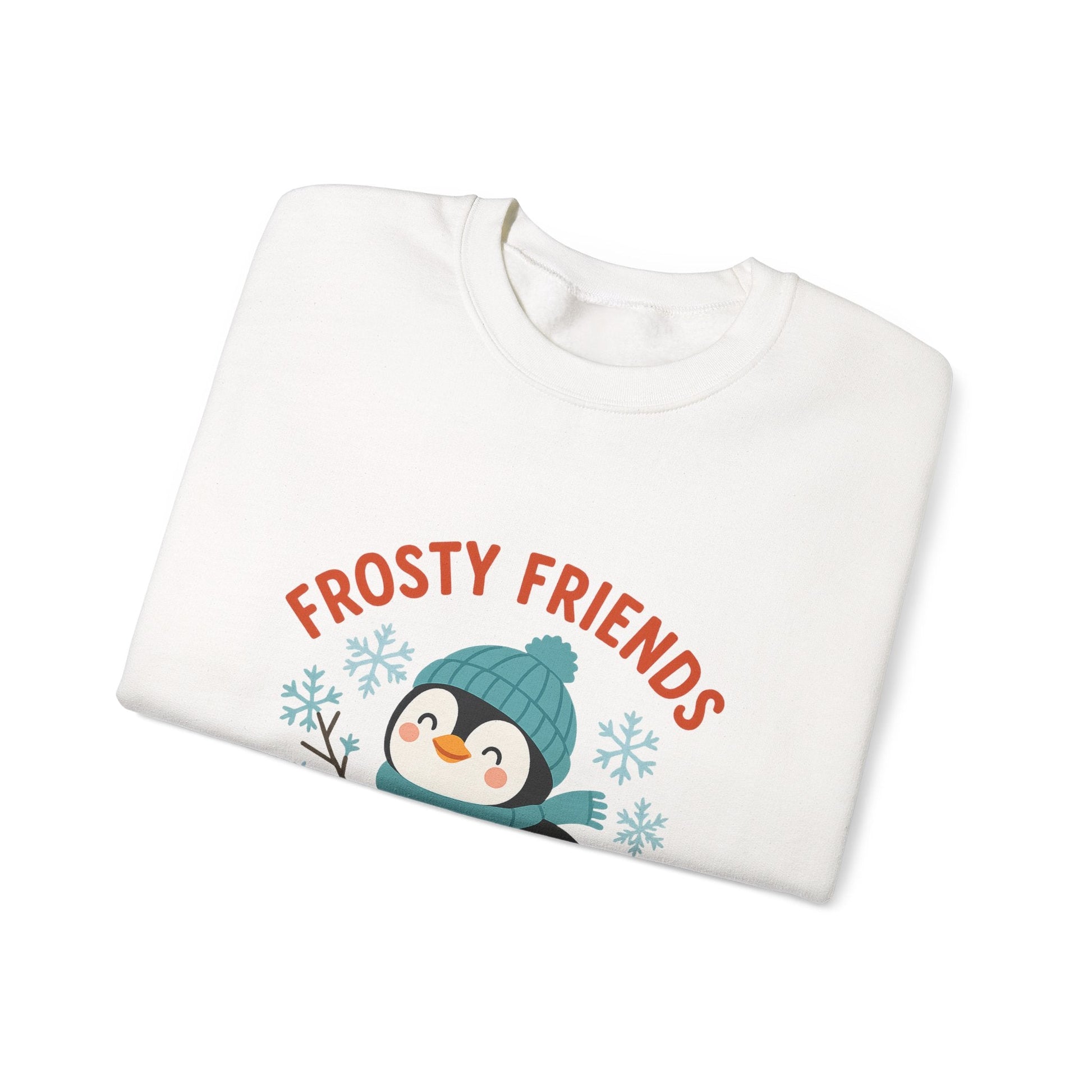 Printify Sweatshirt Frosty Friends Penguin Crewneck Sweatshirt