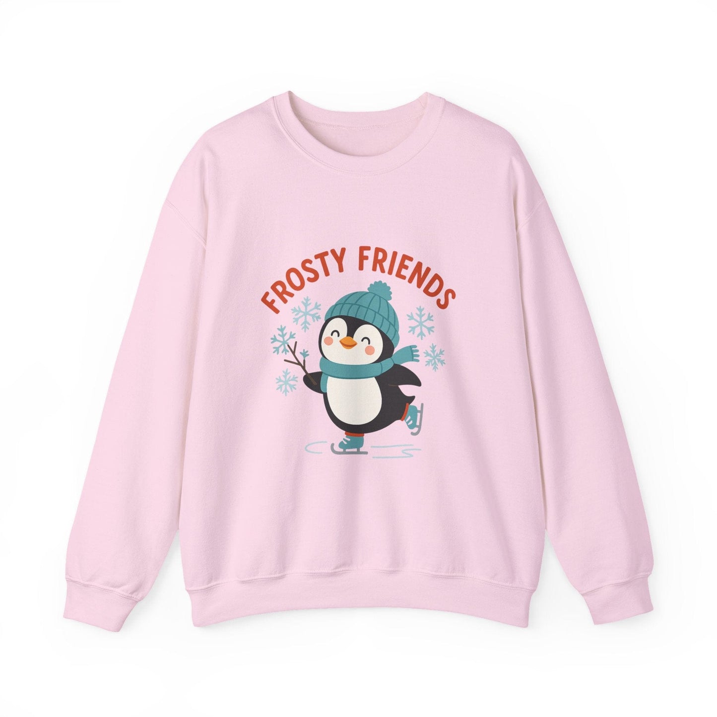 Printify Sweatshirt Light Pink / S Frosty Friends Penguin Crewneck Sweatshirt