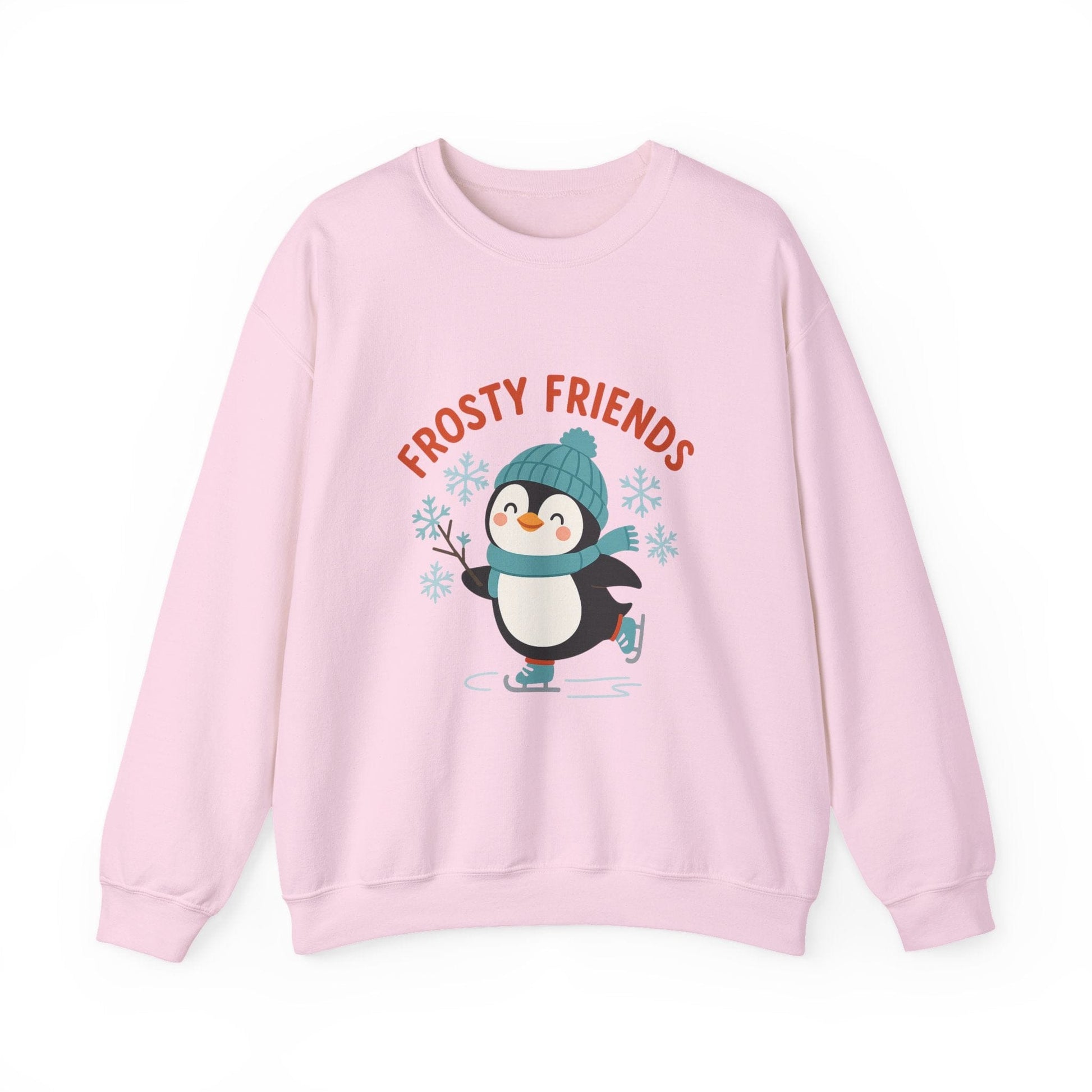 Printify Sweatshirt Light Pink / S Frosty Friends Penguin Crewneck Sweatshirt