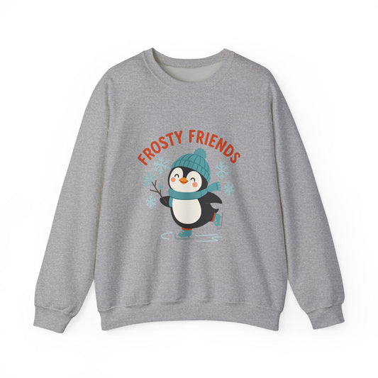 Printify Sweatshirt Sport Grey / S Frosty Friends Penguin Crewneck Sweatshirt