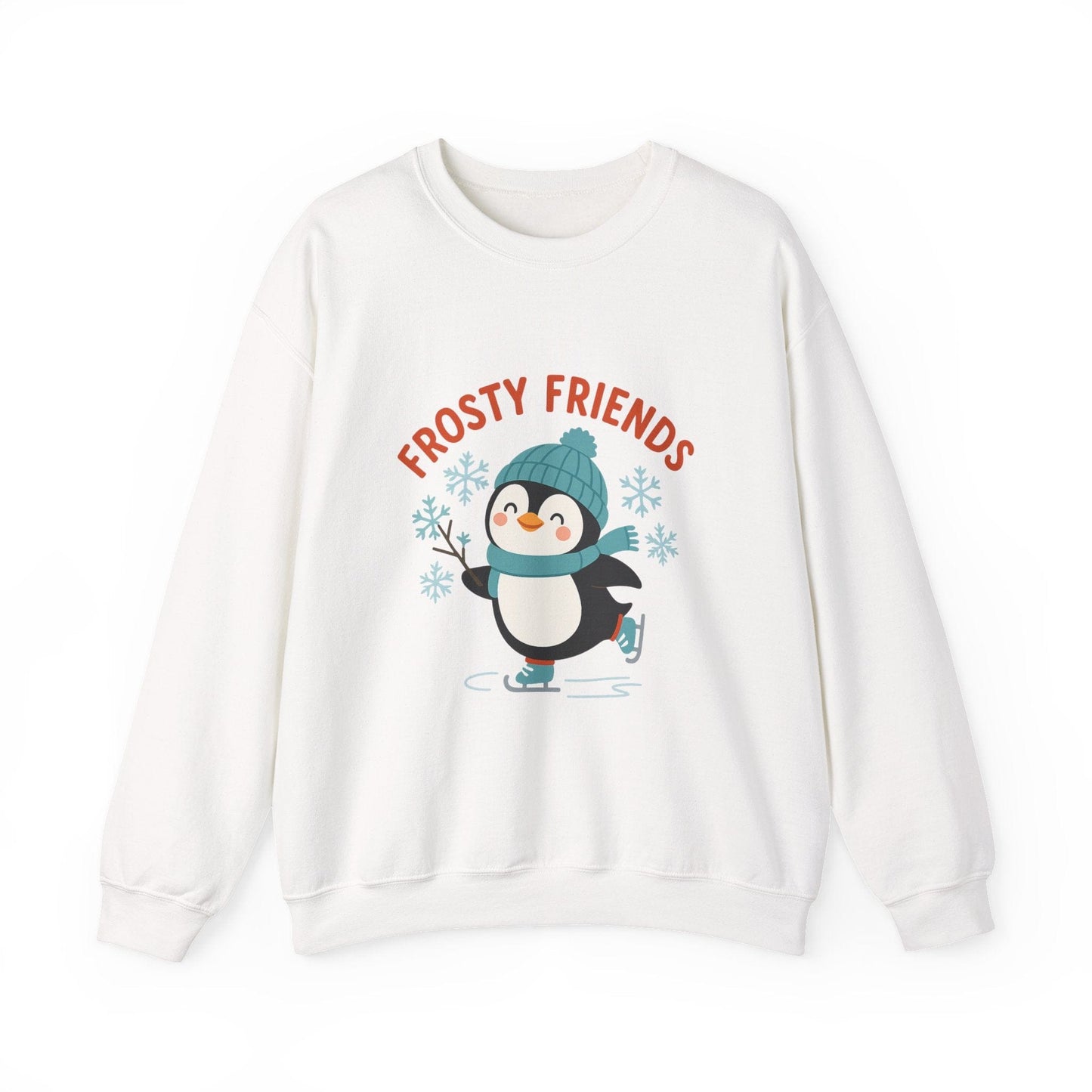 Printify Sweatshirt White / S Frosty Friends Penguin Crewneck Sweatshirt
