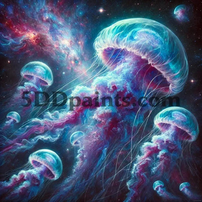 5DDPaints.com arts and crafts kit Galactic Jellyfish Diamond Painting Kit