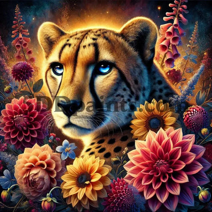 5DDPaints.com arts and crafts kit Golden Cheetah Bloom Diamond Painting Kit (AB or Standard Drills)