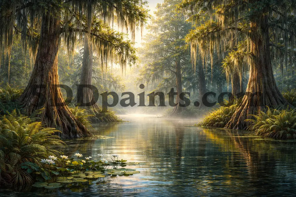 5DDPaints.com home decor Golden Cypress Swamp Serenity Diamond Painting Kit - Large Image