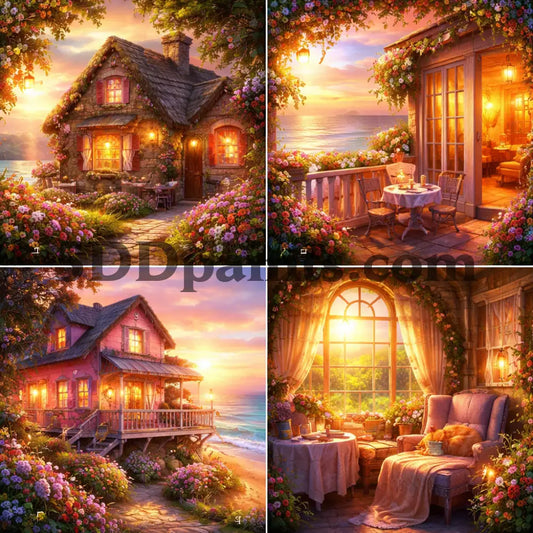 5DDPaints.com Art & Craft Kits Golden Hour Cottages – Cozy Home Diamond Painting Collection