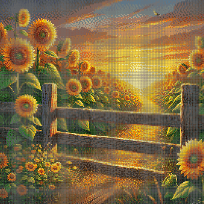 5DDPaints.com arts and crafts kit Golden Sunflower Path Diamond Painting Kit
