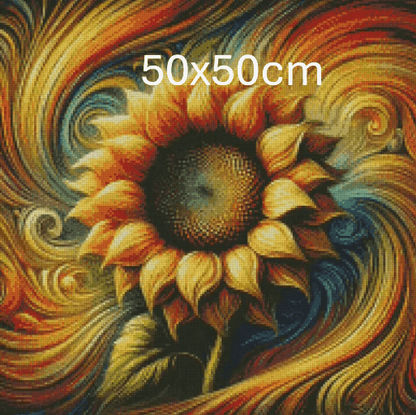 5DDPaints.com arts and crafts kit Golden Sunflower Swirl: A Vision in Motion Diamond Painting
