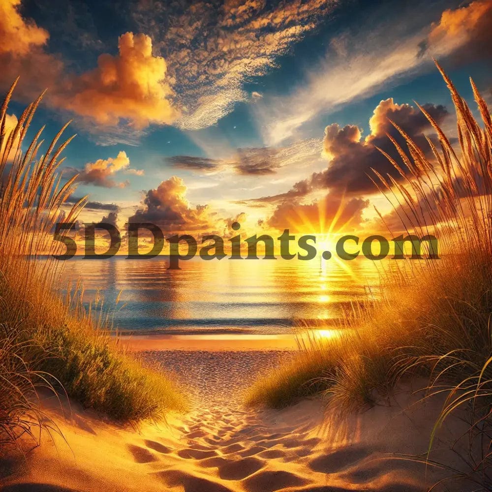 5DDPaints.com arts and crafts kit Golden Sunset: Pathway to Serenity