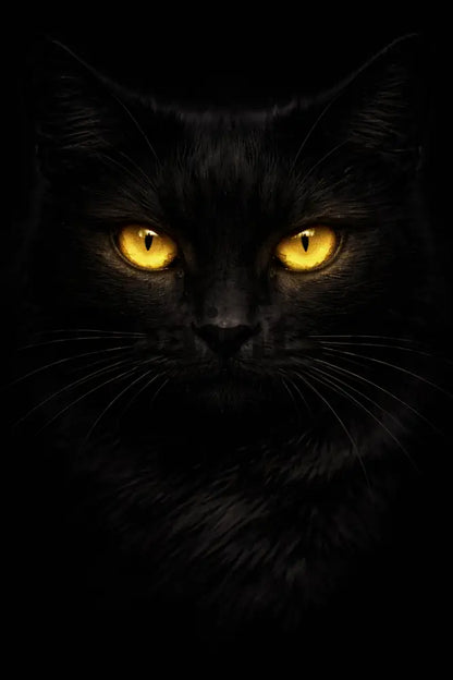 5DDPaints.com home decor Gothic Black Cat Diamond Painting – Glowing Eyes Edition