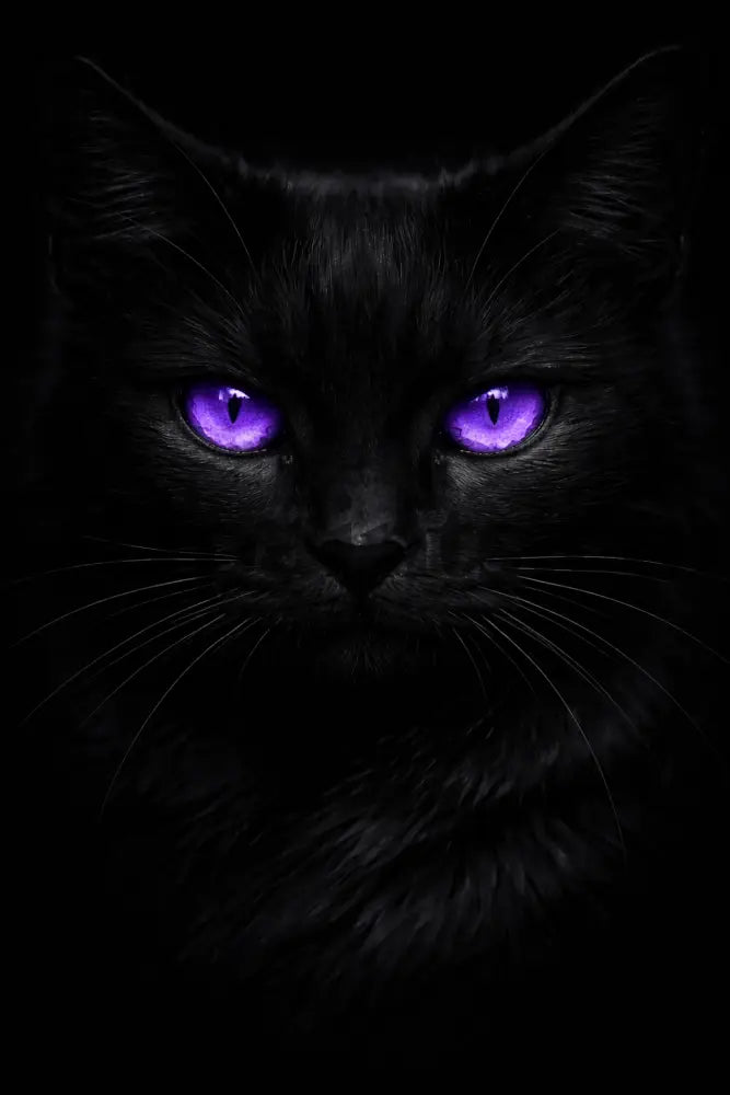 5DDPaints.com home decor Gothic Black Cat Diamond Painting – Glowing Eyes Edition