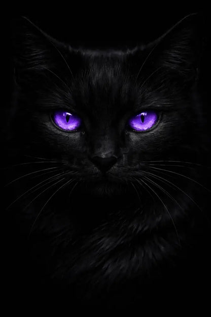 5DDPaints.com home decor Gothic Black Cat Diamond Painting – Glowing Eyes Edition