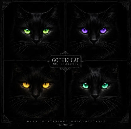 5DDPaints.com home decor Gothic Black Cat Diamond Painting – Glowing Eyes Edition