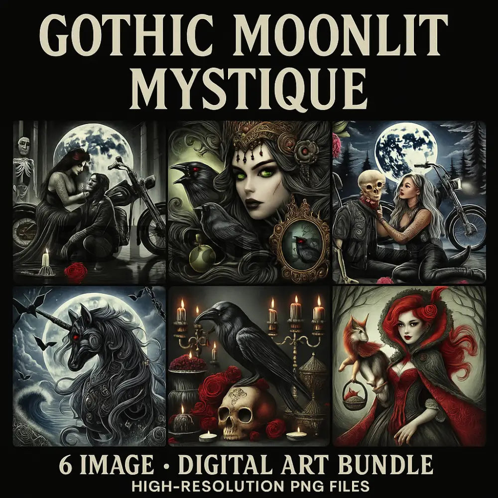 5DDPaints.com Art & Craft Kits Gothic Moonlit Mystique – 6-Image Digital Art Bundle (High-Resolution PNG Files)
