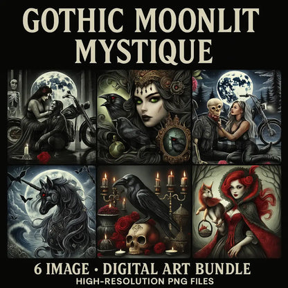 5DDPaints.com Art & Craft Kits Gothic Moonlit Mystique – 6-Image Digital Art Bundle (High-Resolution PNG Files)